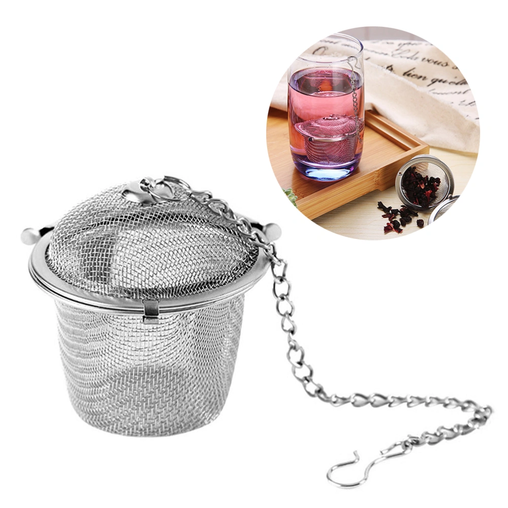 2 Pcs Stainless Steel Tea Infuser Reusable Loose Leaf Mesh Tea Filter Tea Strainer with Lid and Extended Chain Hook - Size M