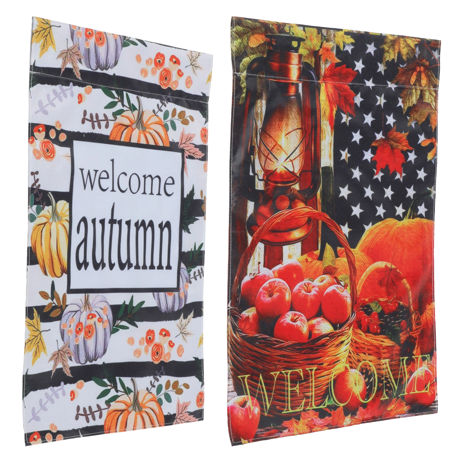 2pcs Autumn Garden Flags Pumpkin Pattern Garden Flag Fall Welcome Garden Flag