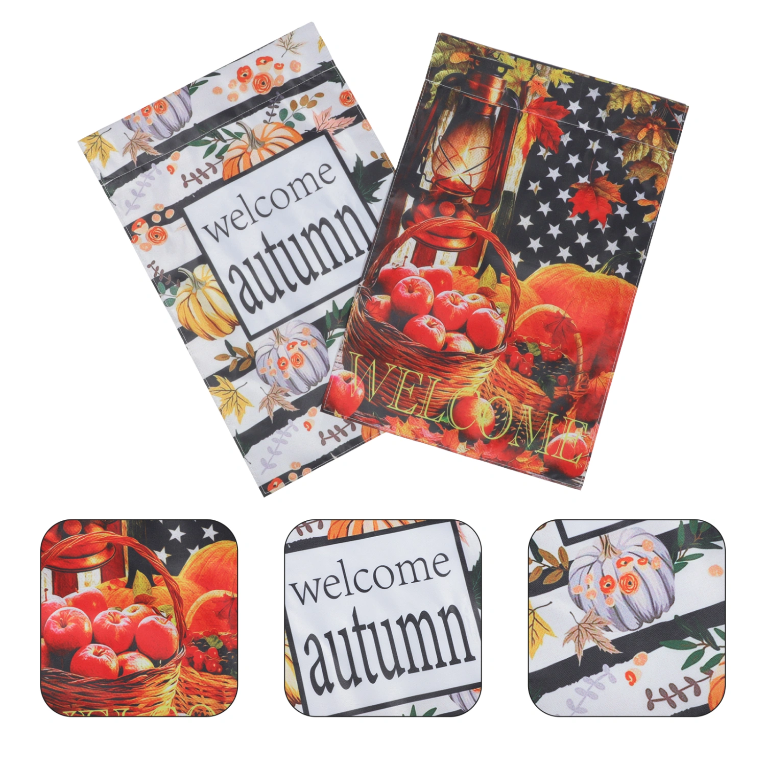 2pcs Autumn Garden Flags Pumpkin Pattern Garden Flag Fall Welcome Garden Flag