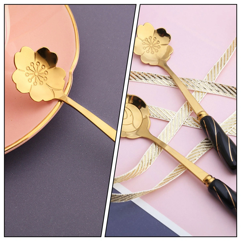 4pcs Delicate Flower-shaped Coffee Scoop Ice Cream Spoon Durable Dessert Spoon