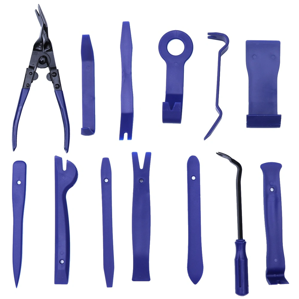 13pcs Auto Trim Removal Tool Kit with Clip Removal Plier and Fastener Removers Car Interior Upholstery Pry Tool Set (Blue)