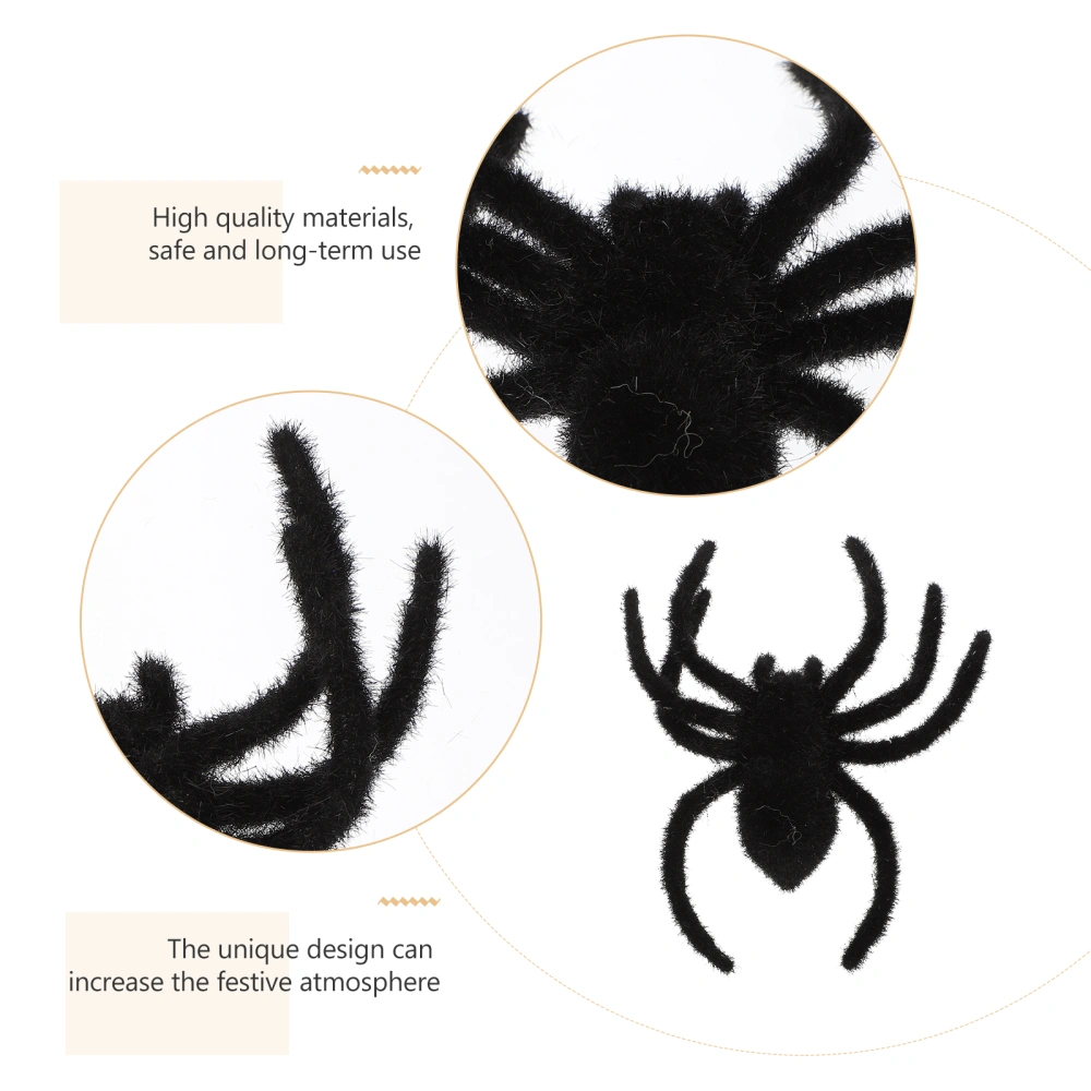 10pcs Halloween Props Simulation Spider Toys Decorative Adornments (Black)