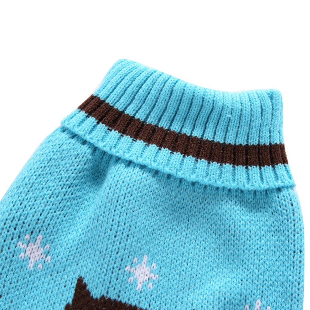 Christmas Pet Knitted Sweater Cartoon Turtleneck Sweater Puppy Clothes Warm Pet Costume Dog Winter Coat (Sky-blue, Size M)