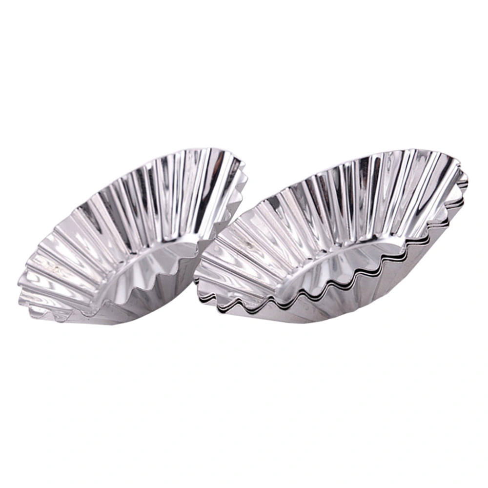 4pcs Aluminium Alloy Oval Egg Tart Mold Chrysanthemum Shape Muffin Baking Cup Reusable Cupcake Tartlet Molds