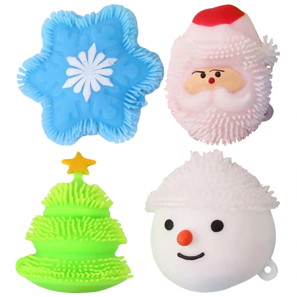 4Pcs Christmas Squeeze Toys Adorable Xmas Fidget Toys Funny Stress Relief Toys Xmas Playthings