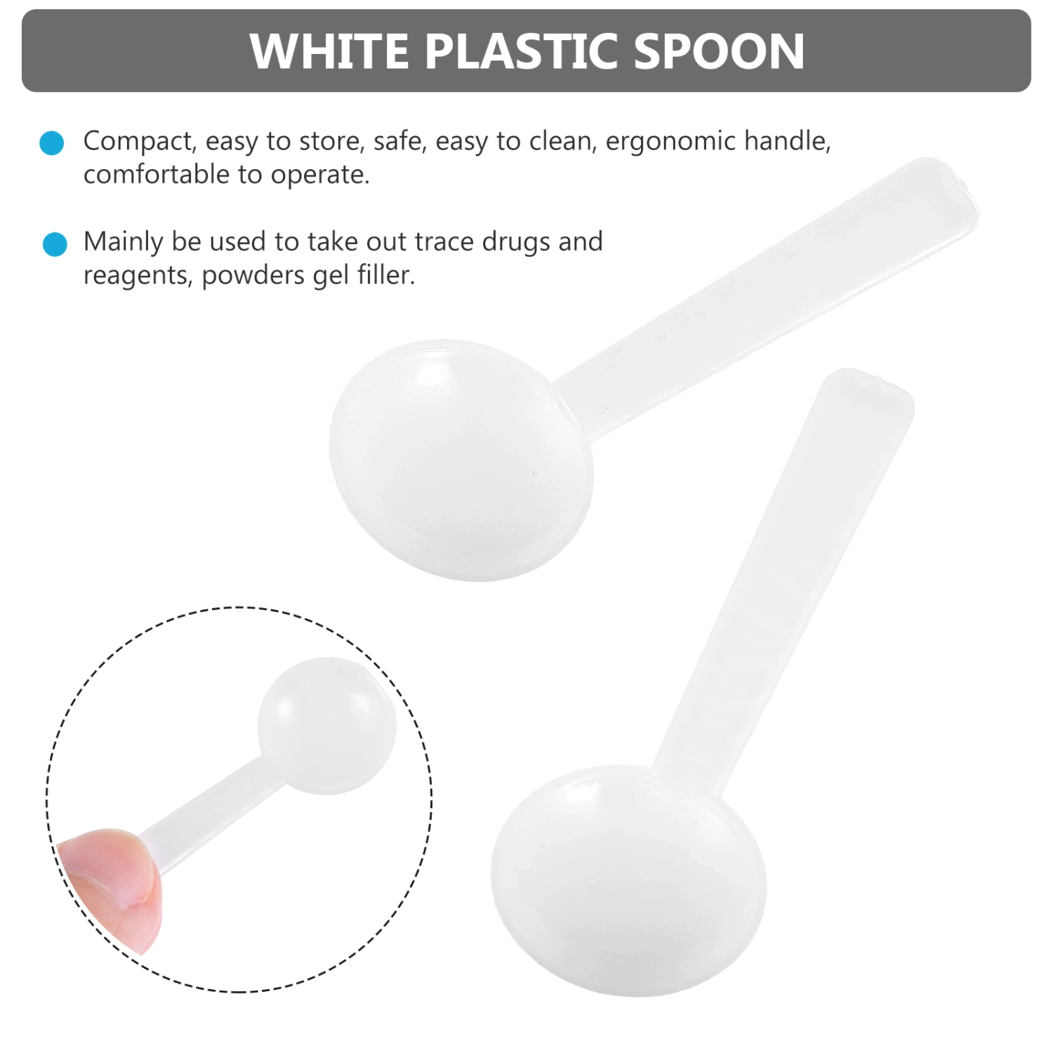 100pcs Disposable Plastic Spoon 1 Gram Plastic Spoon White Plastic Small Spoon