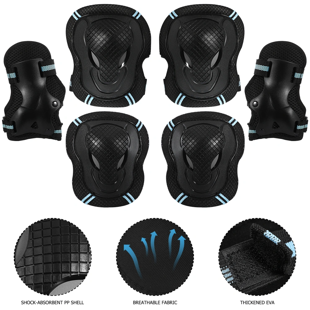 BESPORTBLE 1 Set Professional Protective Gear Elbow Pads Knee Pads Wrist Guards for Adults 40-60 KG Skateboarding Skating Cycling (Black Blue)