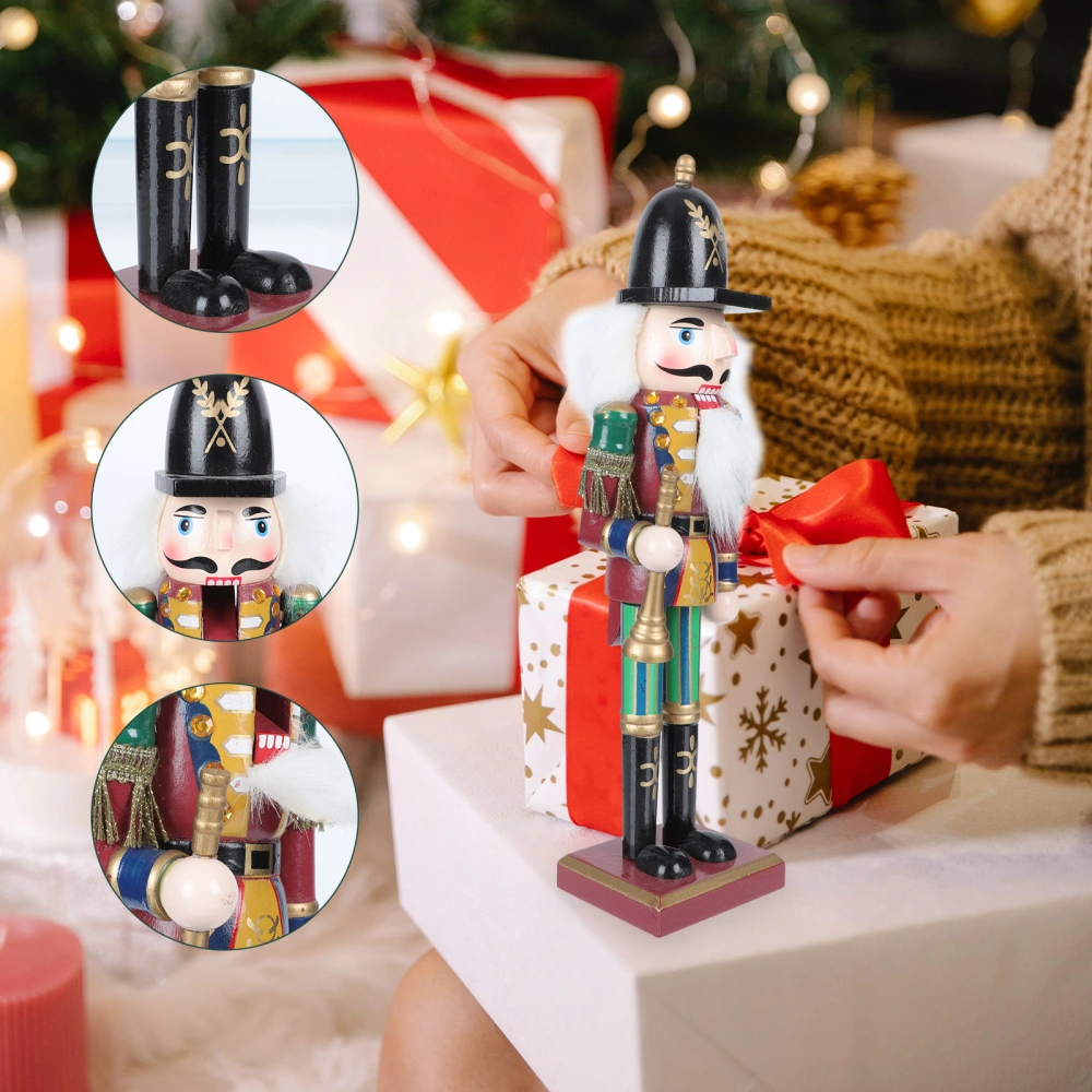 1Pc Wooden Nutcracker Soldier Adornment Creative Puppet Doll Craft Xmas Decor