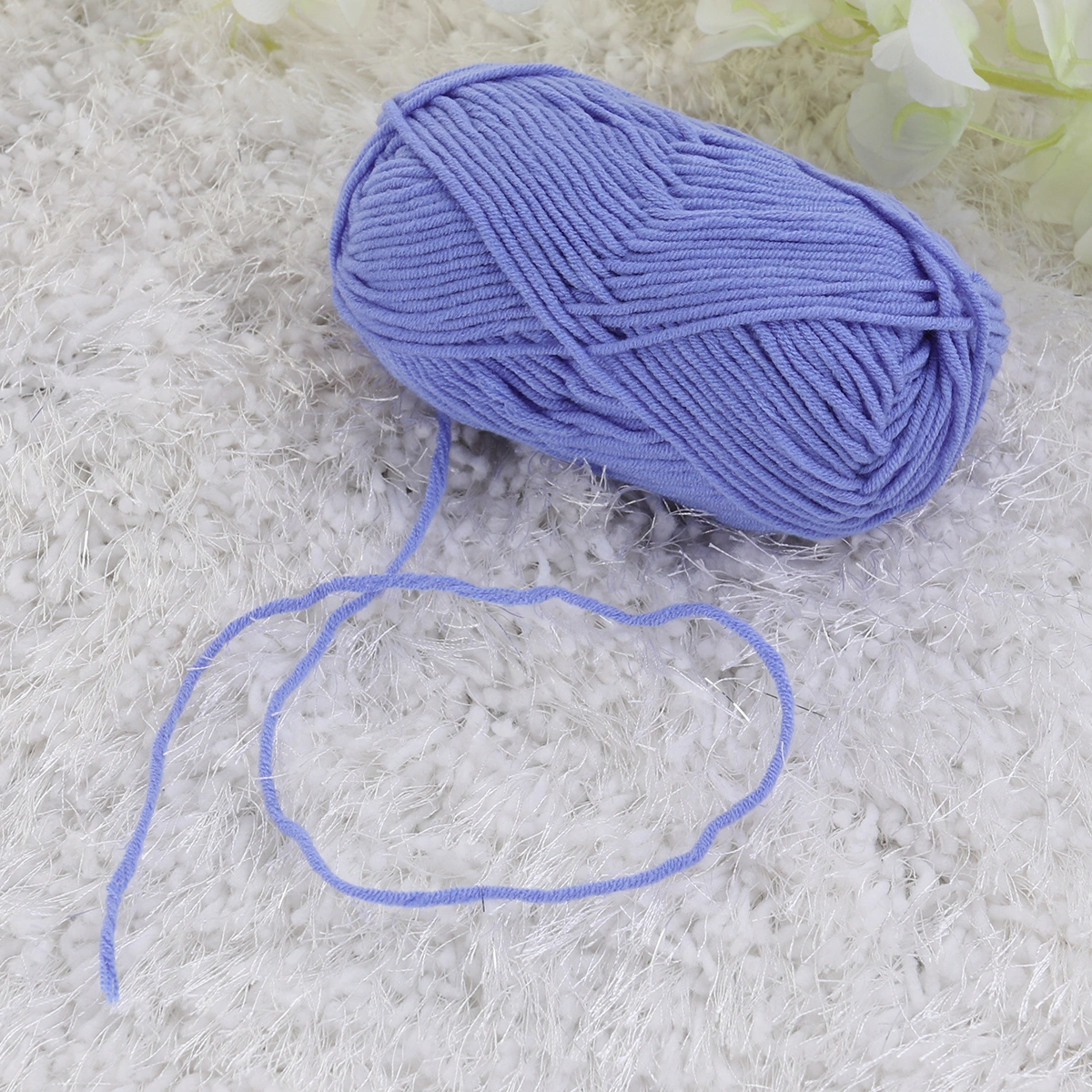 50g Milk Cotton Yarn Cotton Chunky Hand-woven Crochet Knitting Wool Yarn Warm Yarn for Sweaters Hats Scarves DIY (Blue)