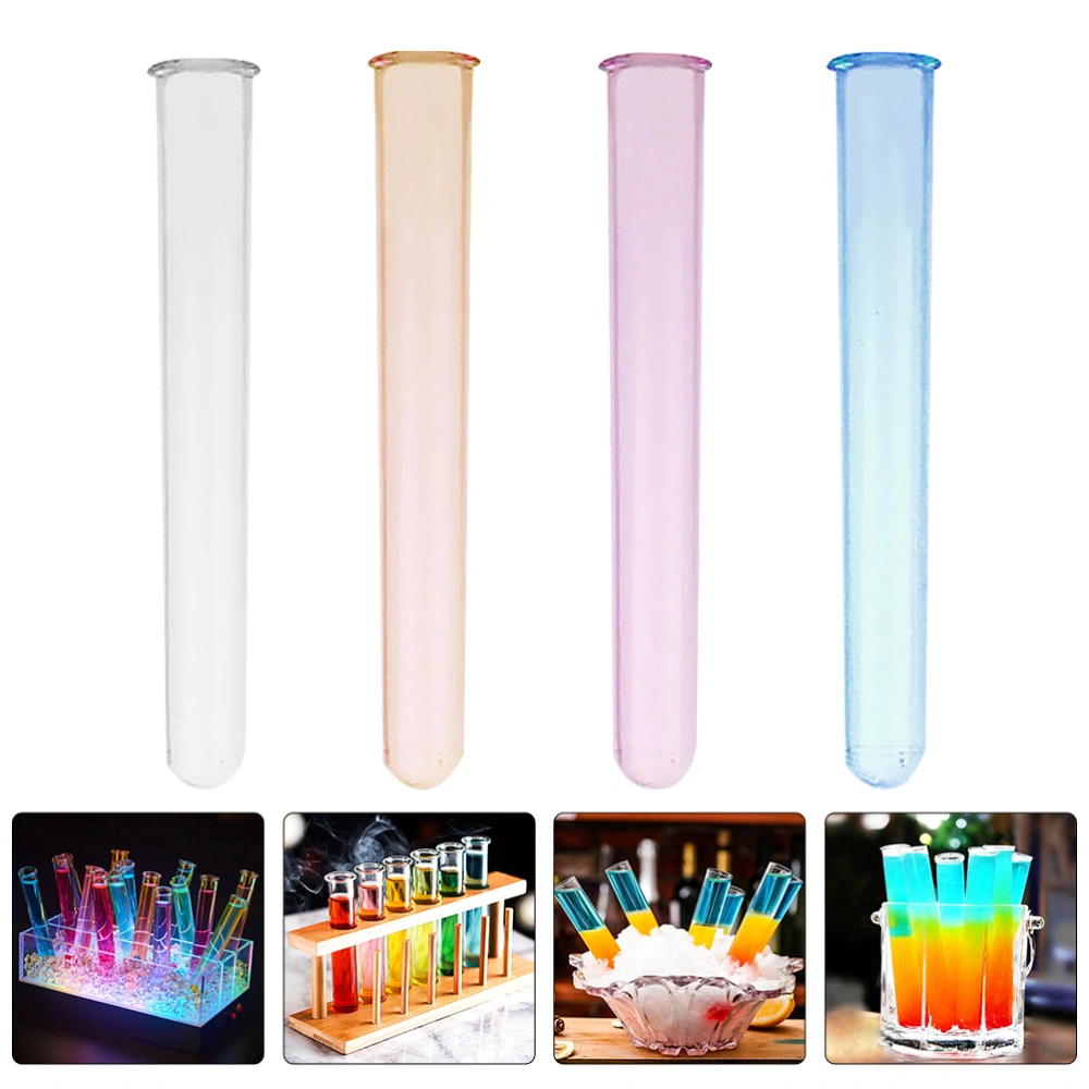 4pcs Round Bottom Test Tubes Colored Acrylic Test Tubes for Liquid Cocktail