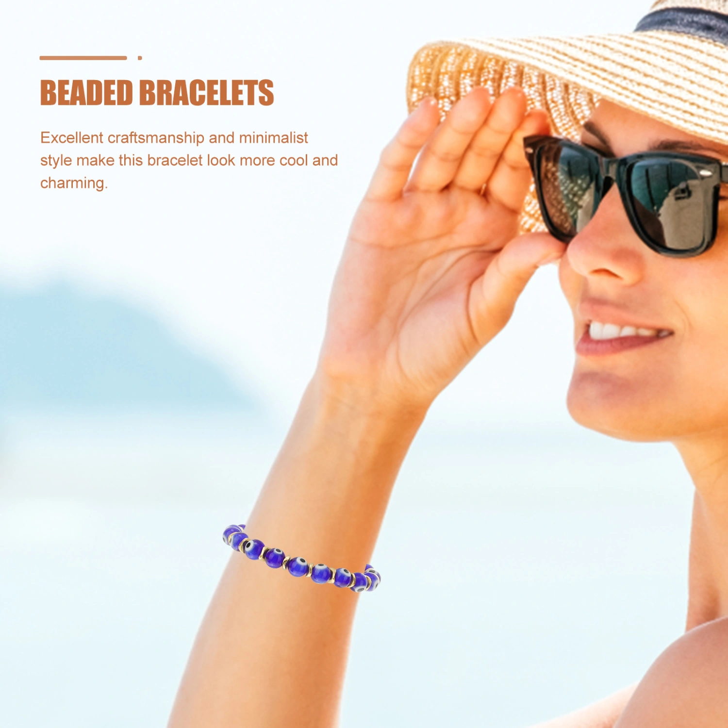 Elastic Evil Eye Bracelet Beaded Evil Eye Jewelry Gift for Women Men Boys Girls