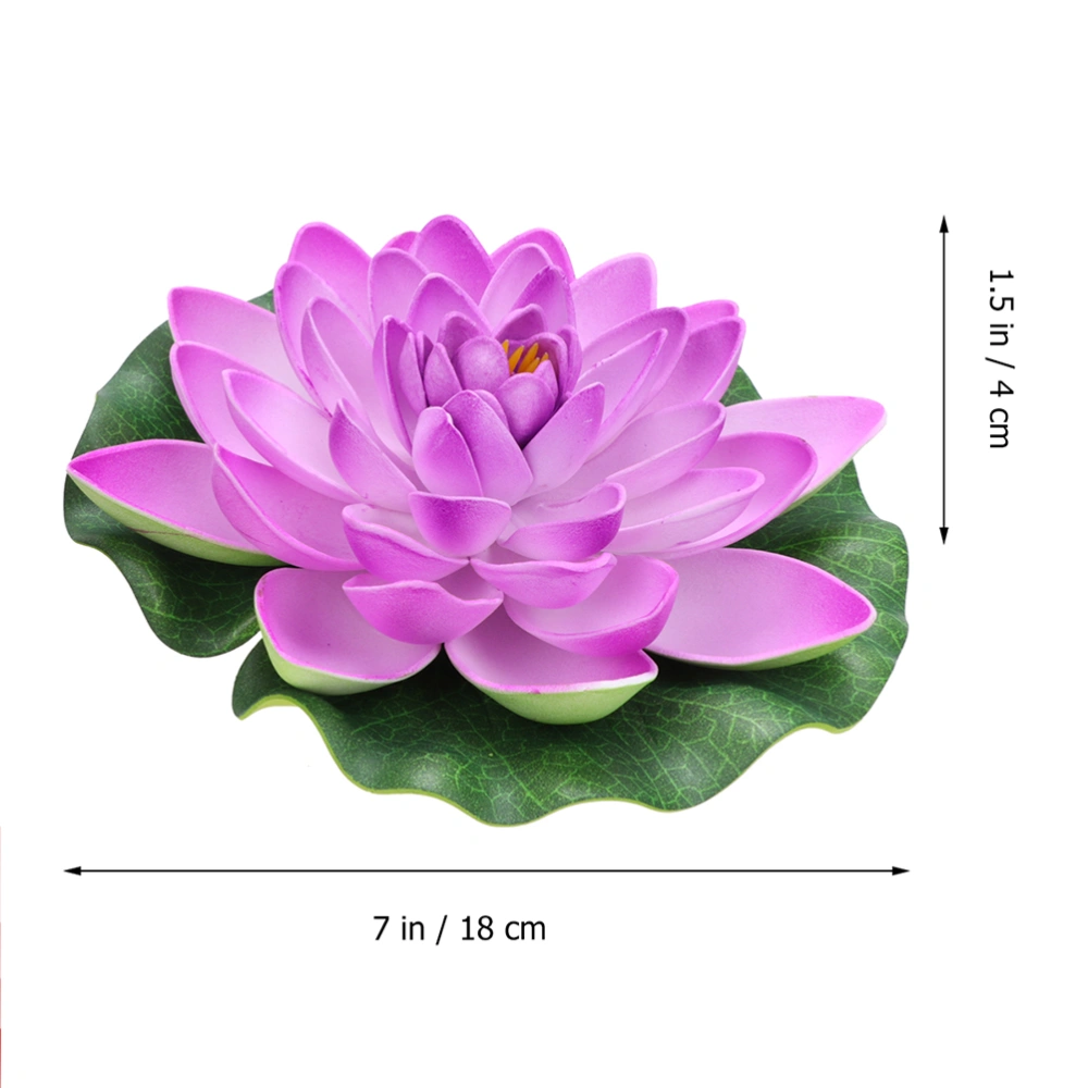 6PCS Simulation Lotus Lilies Decor Artificial Plastic Water Lily Pond Fountain Decoration Water Landscaping Decoration for Pond Home (Amaranth 4PCS Size M+2PCS Size L)