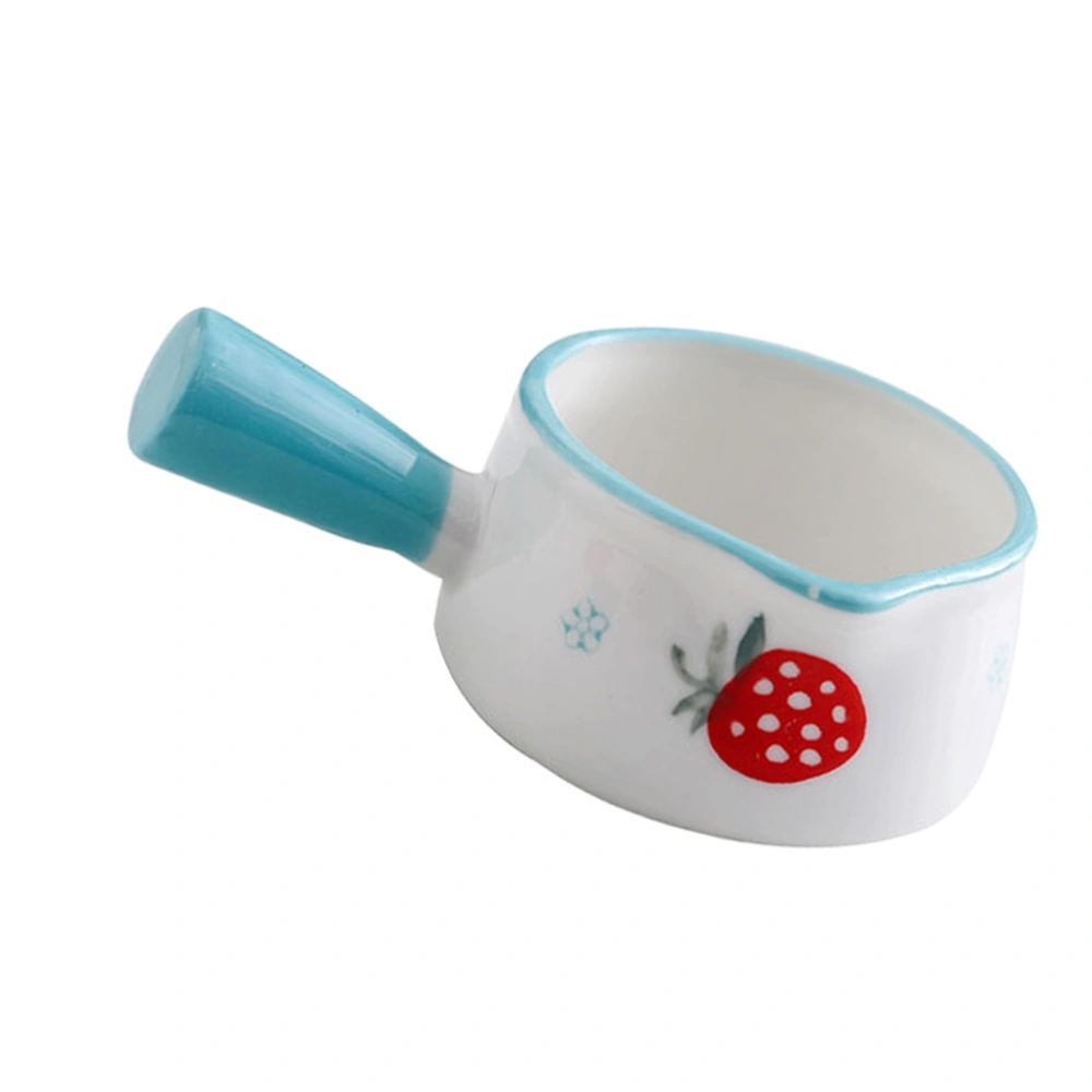 Strawberry Pattern Milk Pot Mini Sauce Plate with Handle Seasoning Sauce Dish Sauce Dipping Plates for Home (Sky-blue)