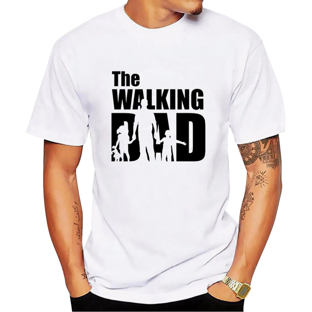 1pc The Walking Dad Printed T-shirt Casual Short Sleeve Tops Father's Day Gift Men Tee - Size 4XL (Style 1)