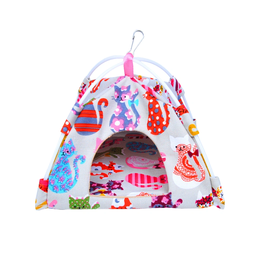 Cat Design Bird Perch Tent Cage Hanging Bird Hammock Premium Hanging Pet Cave House Parrot Sleeping Tent Hideaway Pet Supplies- Size S