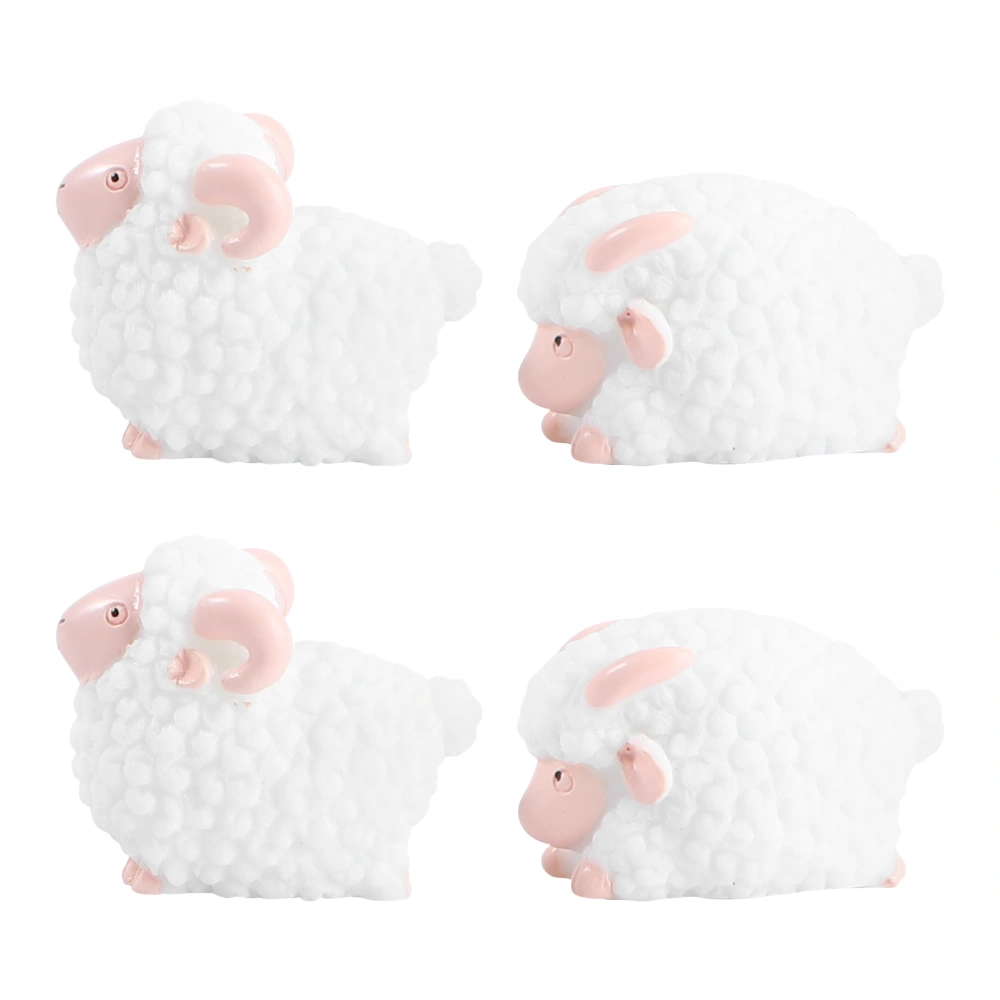 4pcs Resin Sheep Model Mini Landscape Decor Home Animal Decoration (Mixed Style)