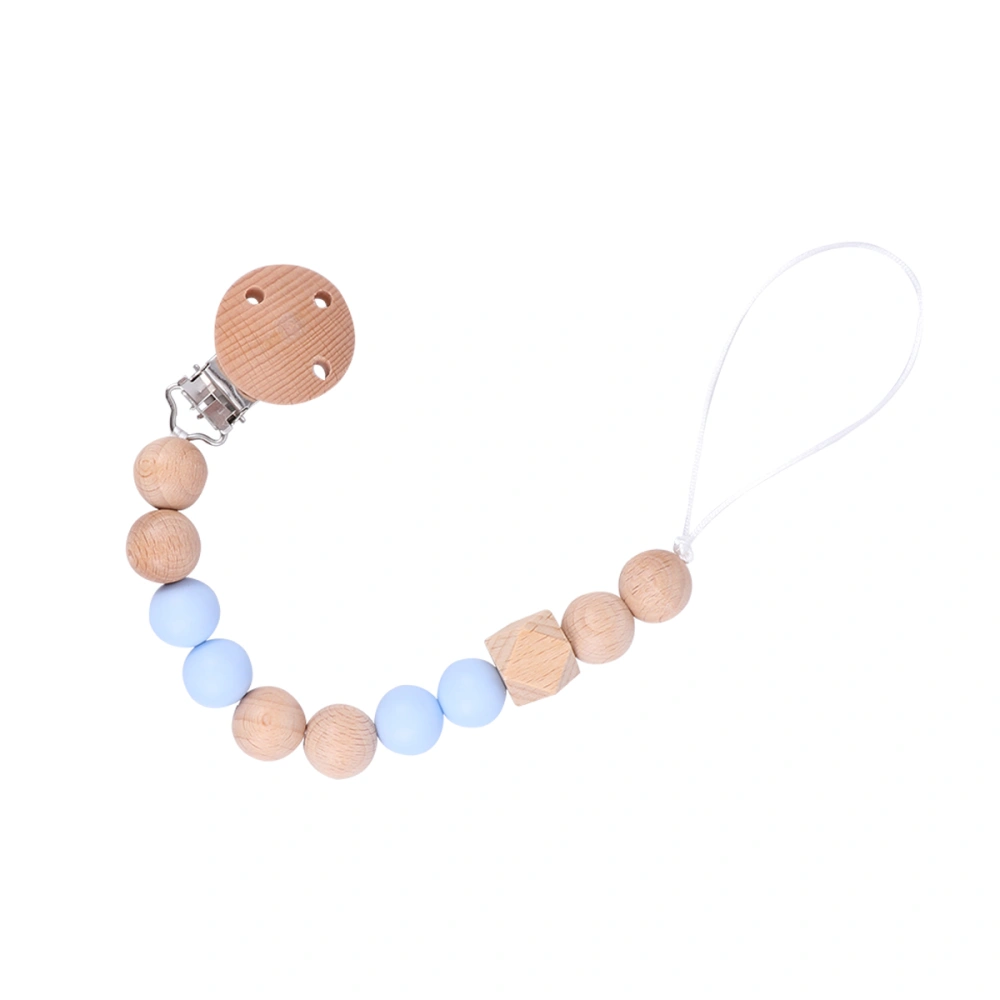 Wooden Infant Pacifier Clips Baby Soother Modern Pacifier Chain Baby Chew Toy (Light Blue)