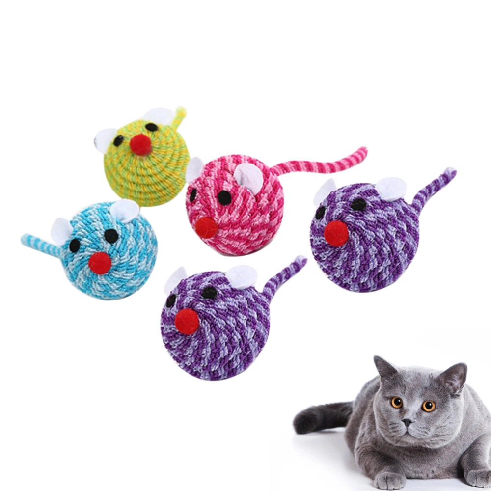 5pcs Cat Mice Head Toy Elastic Rope Creative Funny Cat Toy Interactive Colorful Toy for Pet (Random Color)