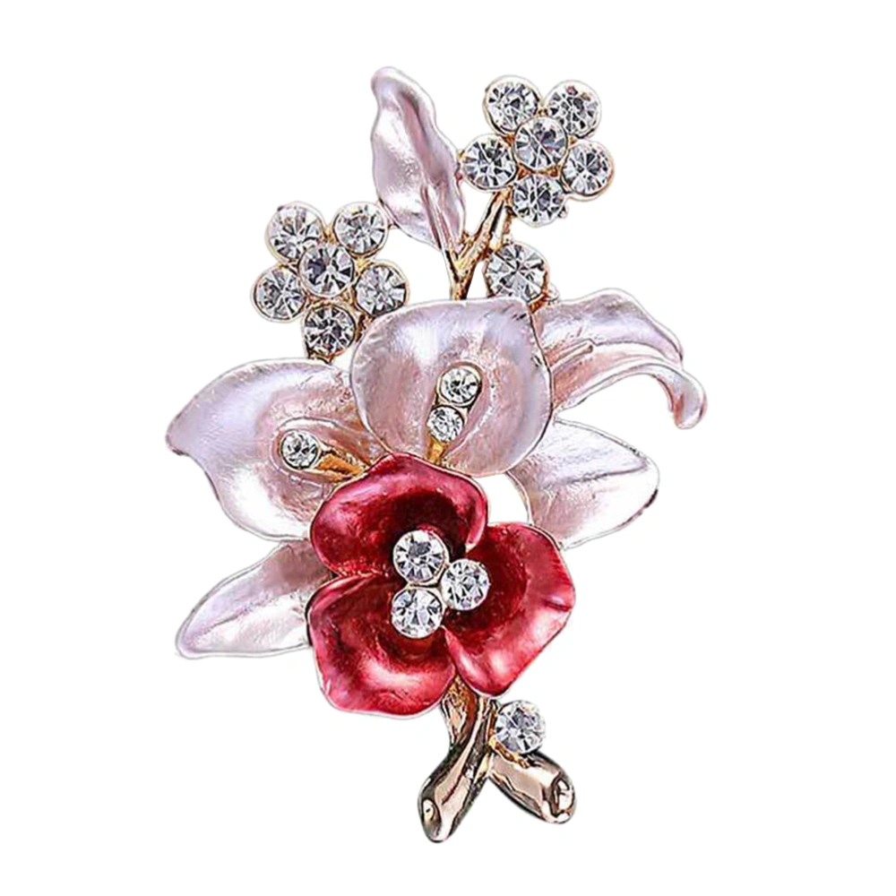 Elegant Handmade Flower Shaped Brooch Alloy Diamante Brooch Jewelry Accessories Corsage Gift for Mother's Day