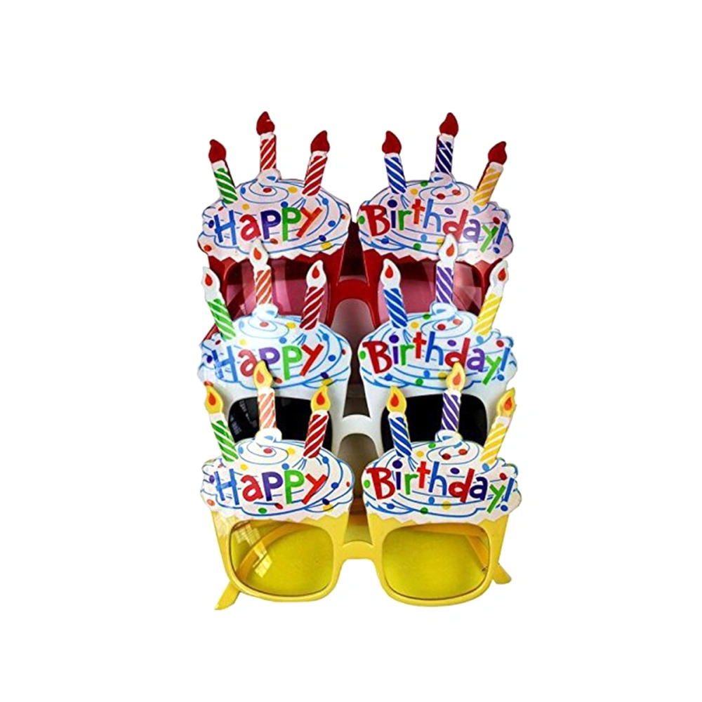 3PCS Candle Sunglasses Novelty Sunglasses for Birthday Gift Party Supplies Random Color(White + Yellow + Red)