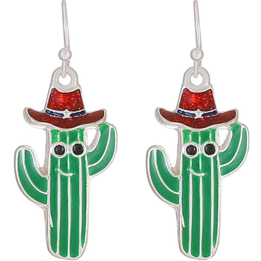 1 Pair Women Drop Earrings Cartoon Cactus Earrings Dangle Earrings Girls Ear Decor