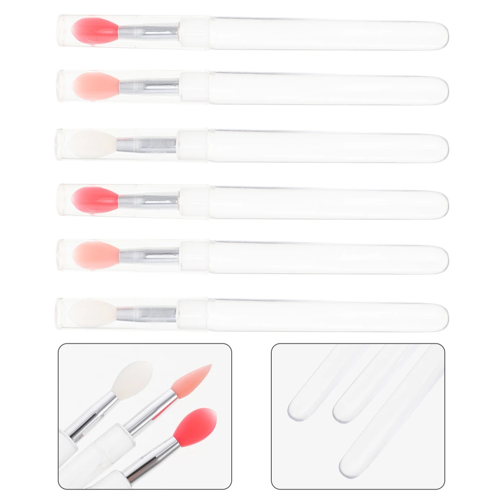 6Pcs Silicone Lip Brushes with Lid Lipstick Brushes Women Lipstick Applicators