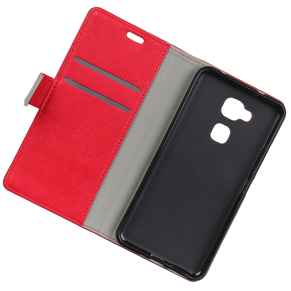 PU Leather Fold Phone Case Holder Wallet Anti-scratch Protective Stand Cover for BQ Aquaris V Plus (Red)