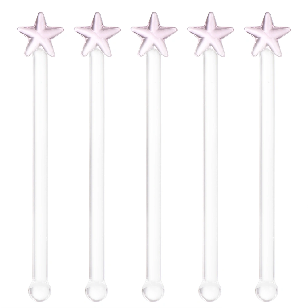 5pcs Clear Glass Mixer Stick Creative Stirring Rod Wine Stirrer Adorable Muddle