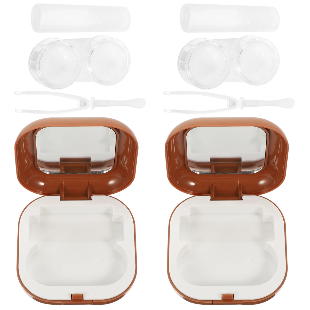 2 Sets Contact-lens Box Contact-lens Mirror Case Beauty Lens Holder Contact-lens Case for Girls