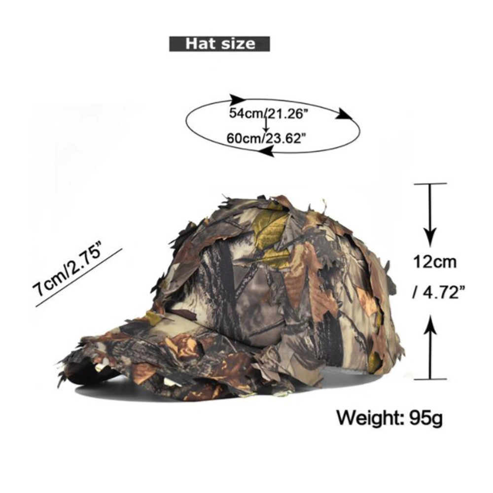 Simulation Jungle Leaf Sun Hat Outdoor Baseball Adjustable Strape Sun Block Hat for Outdoor Climbing Hunting