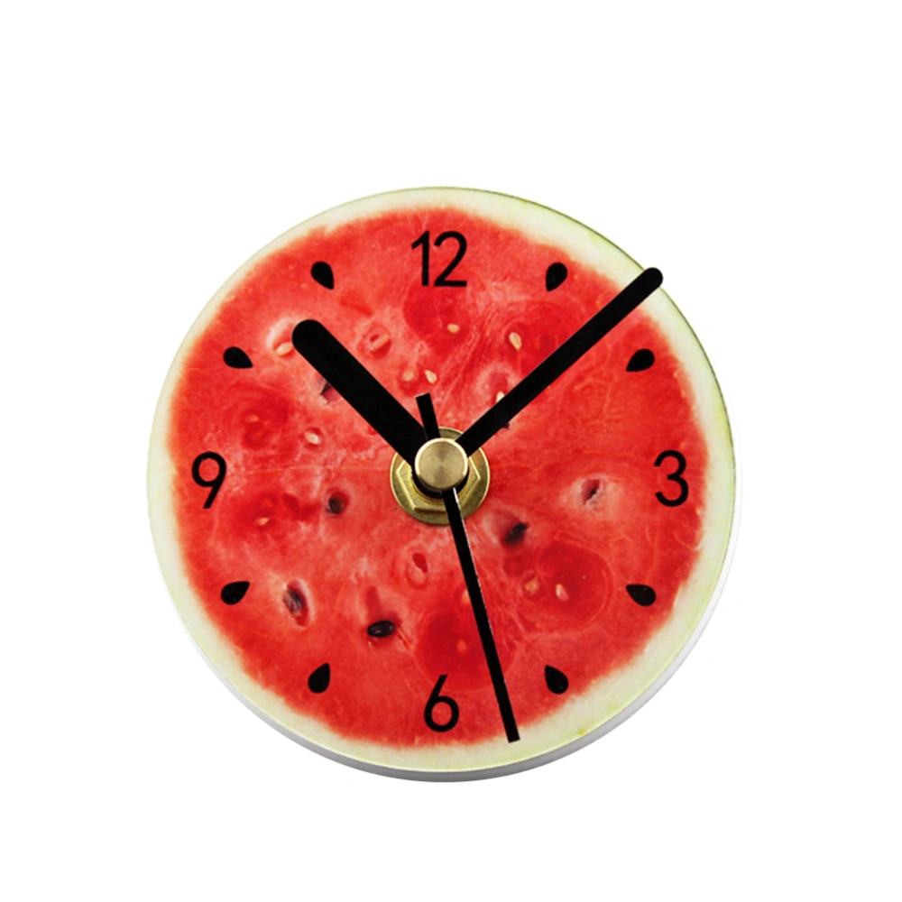 Refrigerator Magnets Sticker Clock Round Fruit Pattern Wall Clock Message Stickers (Watermelon)