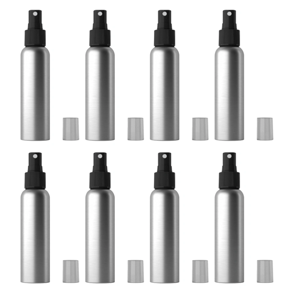 8pcs Aluminum Empty Spray Bottle Multifunctional Dispensers Bottle Water Sprayer for Home Cosmetic Salon Travel (120ml Bottle + Black Sprinkler)