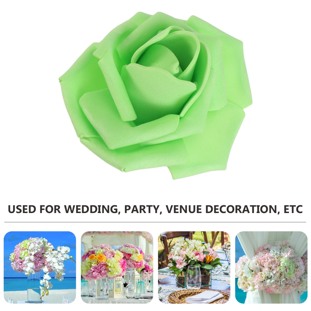 50pcs Artificial Roses Flowers for Home Wedding Decoration Bridal Shower Favor (Light Green)