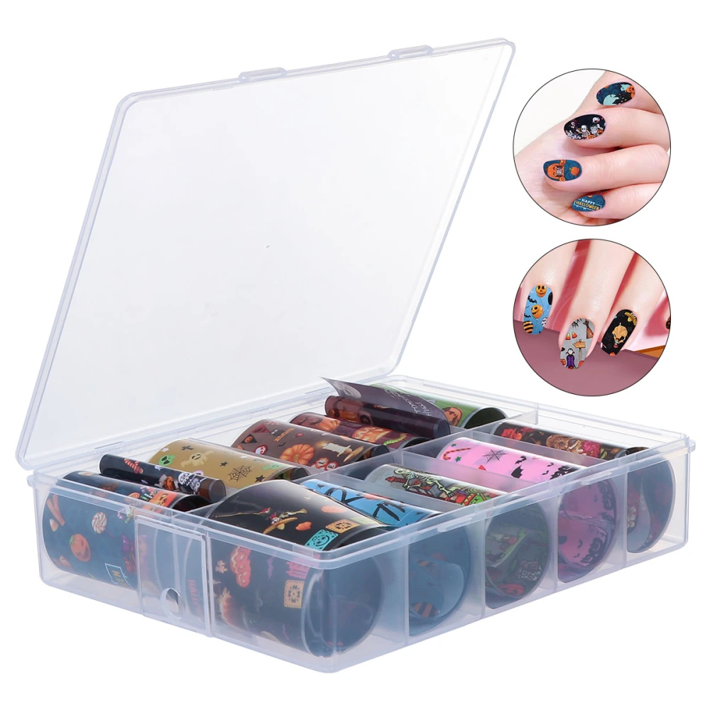 1 Box/10 Rolls Halloween Manicure Tip Wraps Adhesive Nail Art Decal Nail Sticker