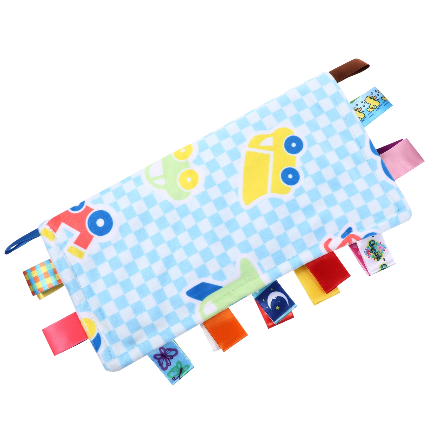 1Pc Cartoon Security Blanket with Colorful Tags Infants Plush Blanket