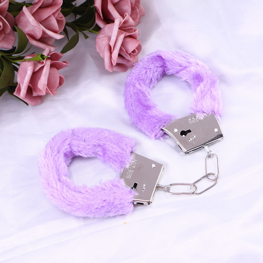 Plush Sex Handcuffs Sex Restraining Toy Adult Bondage Pleasure Toy (Purple)