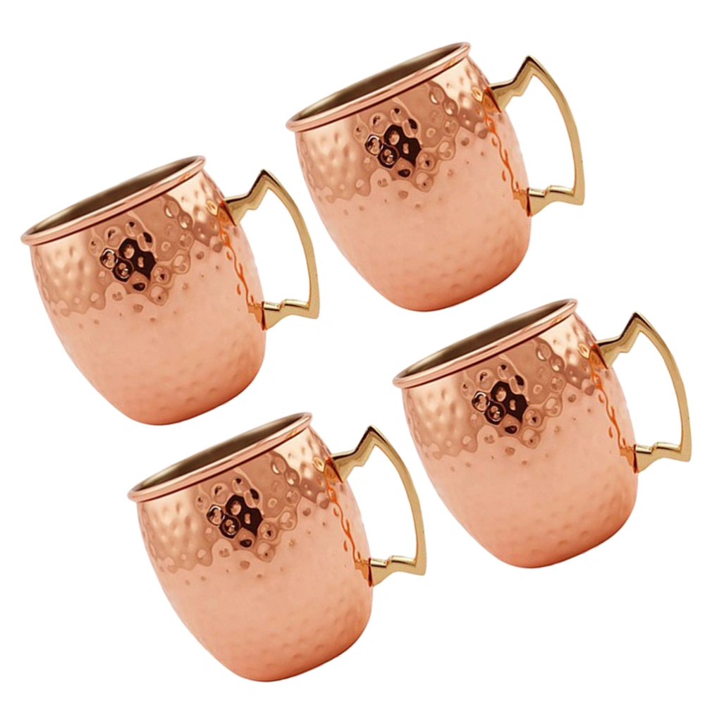 4PCS Hammered Drinking Mugs Stainless Steel 530ml Cocktail Cups for Home Kitchen Club Pub Restaurant