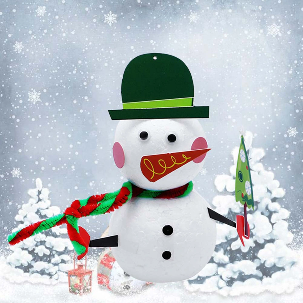 Kids Snowman Making Materials Christmas DIY Crafts Supplies Accessories for Kindergarten Classroom (Green Hat)