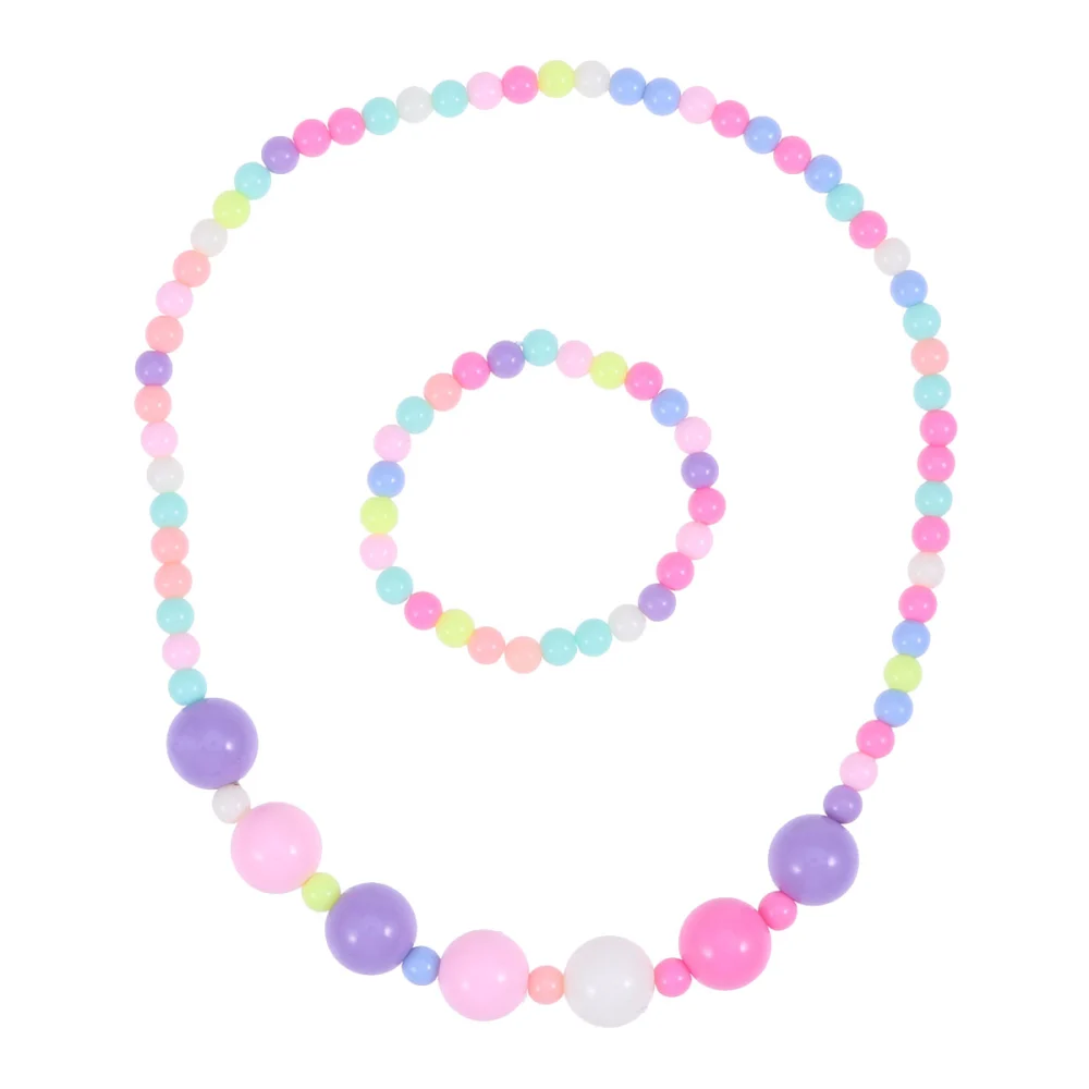 Candy Color Girls Flower Necklace Bracelet Children Jewelry Set (Pellet)