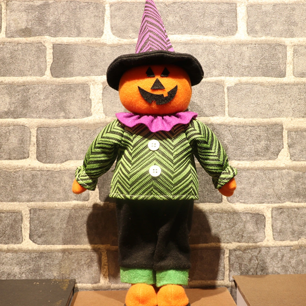 Cloth Halloween Doll Showcase Decoration Standing Pumpkin Doll for Home Office