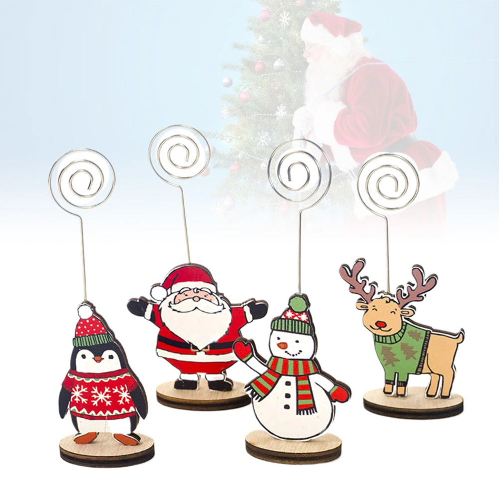 12pcs Christmas Desk Memo Photo Stand Holder Cartoon Note Clips for Home Office Party (Penguin + Snowman + Deer + Santa)