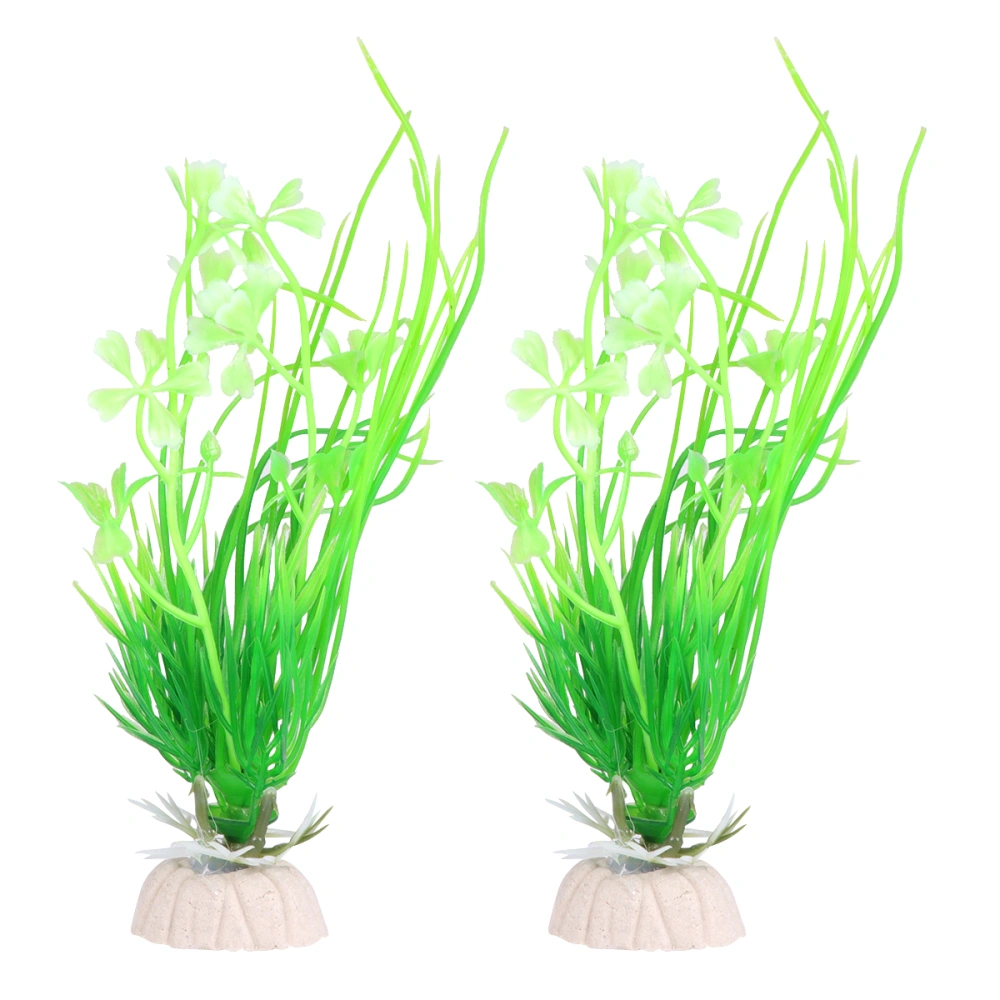 10pcs Fake Aquarium Ornament Plants Vivid Fish Tank Simulation Aquatic Plants Decoration Chic Water Plants Adornment for Home (CX5325 White Green)