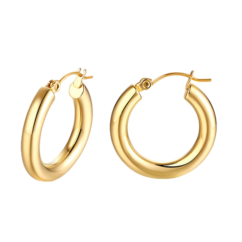 1 Pair Titanium Steel Loop Earrings Hoops Shape Earrings Fashion Women Earrings