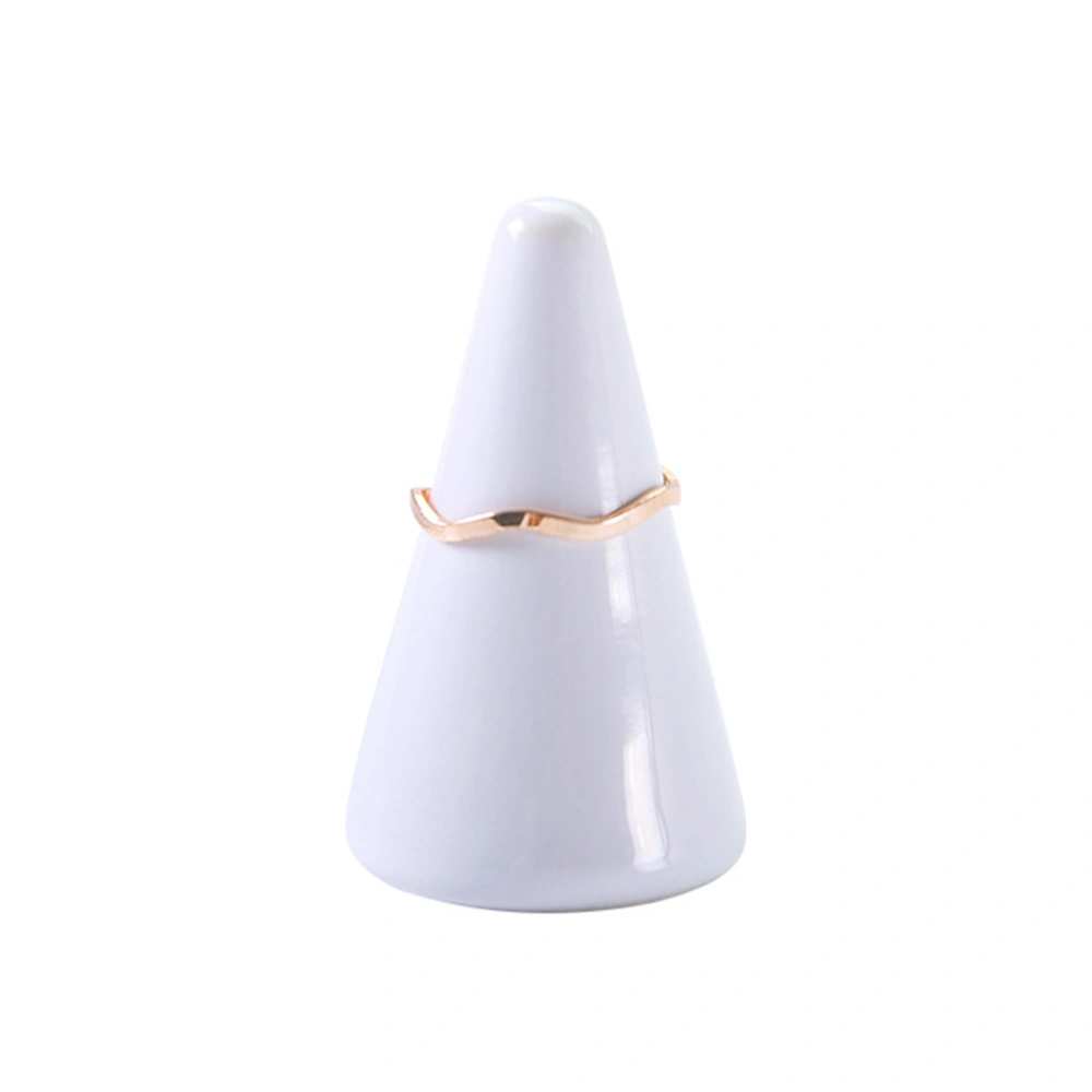 2Pcs White Ceramic Finger Ring Racks Creative Cone Shaped Ring Storage Shelves Ring Jewelry Organizer Holder