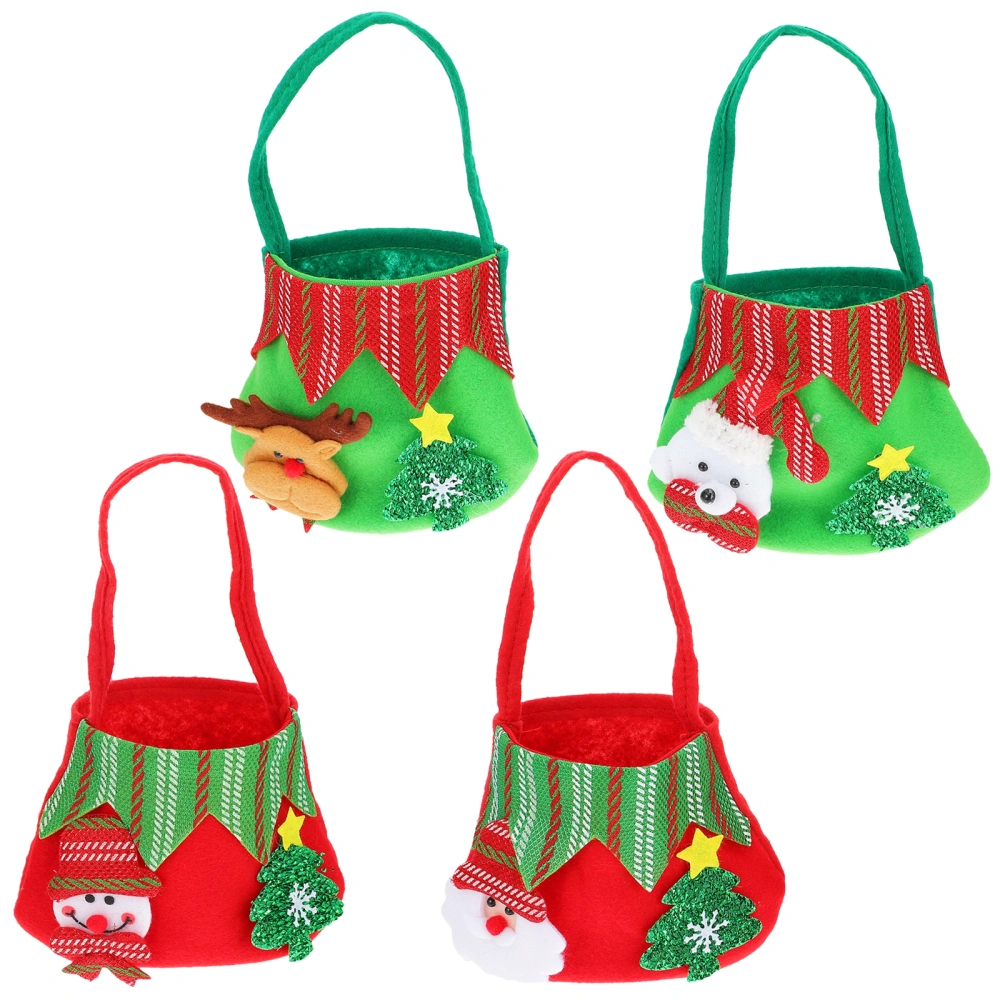 4pcs Christmas Wrapper Bag Party Goody Bag Candy Pouch Handle Gift Packing Bag