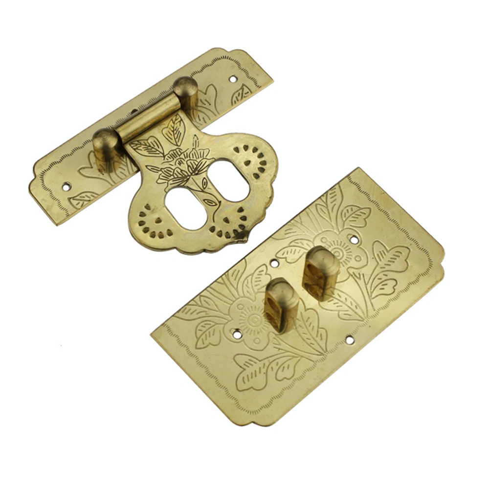 Pure Copper Square Jewelry Box Latch Retro Decorative Lock Catch Wooden Box Lock Catch (Golden)