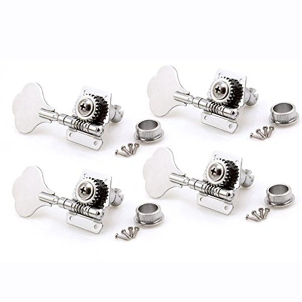 4R Bass Guitar Machine Heads Tuners Elephant Ear Button (Silver)