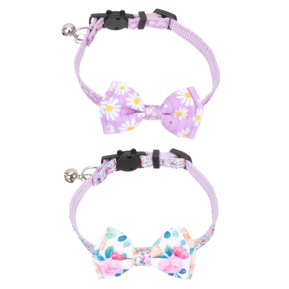 2Pcs Decorative Pet Collar Dog Cat Collar Bow-tie Puppy Collar Adjustable Pet Dog Collar