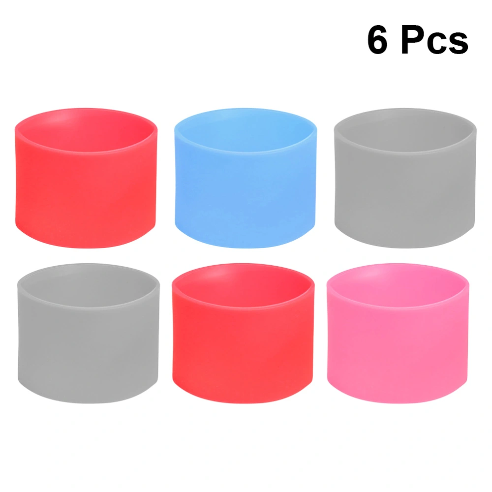 6 Pcs Silicone Heat-resistant Cup Sleeve Protective Non-slip Water Glass Cover for Bottle Mug (Random Color))