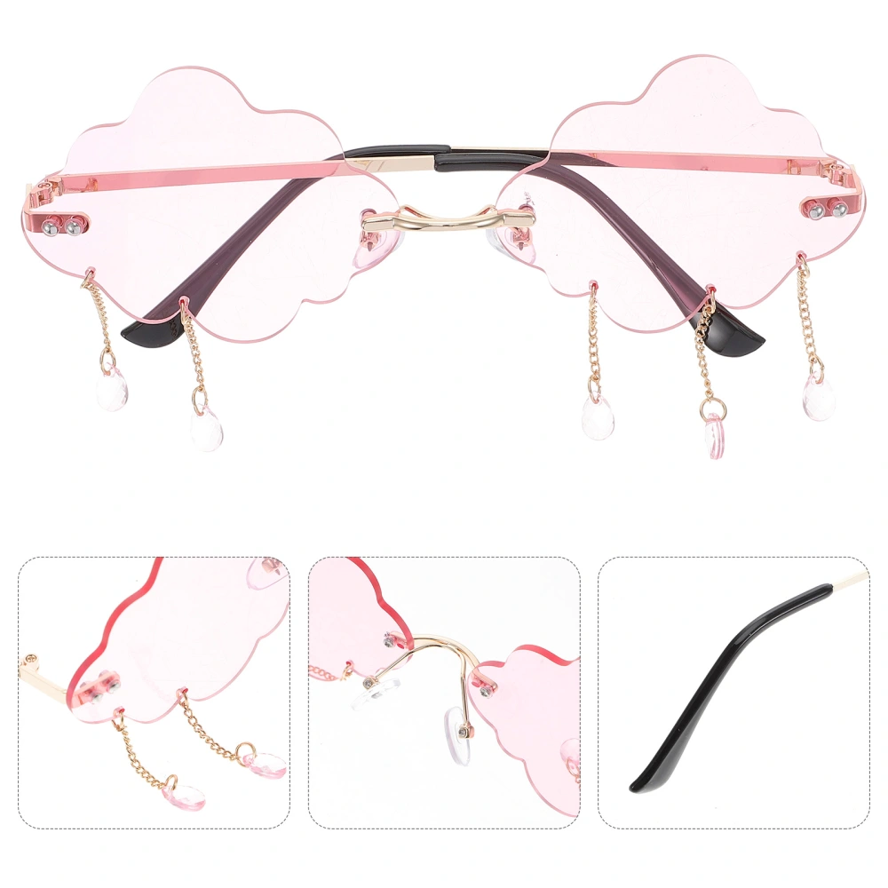 Rimless Sunglasses Funny Cloud Shaped Glasses for Women Teens Girls and Kids